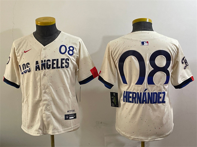 Youth Los Angeles Dodgers #8 Enrique Hernández Cream 2024 City Connect Limited Stitched Baseball Jersey Youth Los Angeles Dodgers #8 Enrique Hernández Cream 2024 City Connect Limited Stitched Baseball Jersey